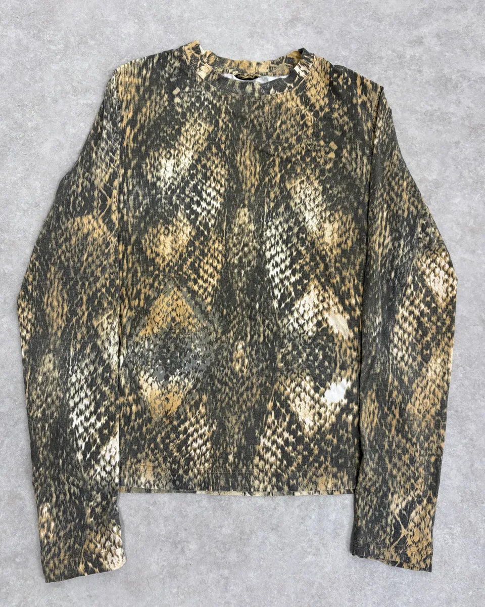 2000s Cavalli Snakeskin Print Longsleeves T-Shirt YoYwXgo 0