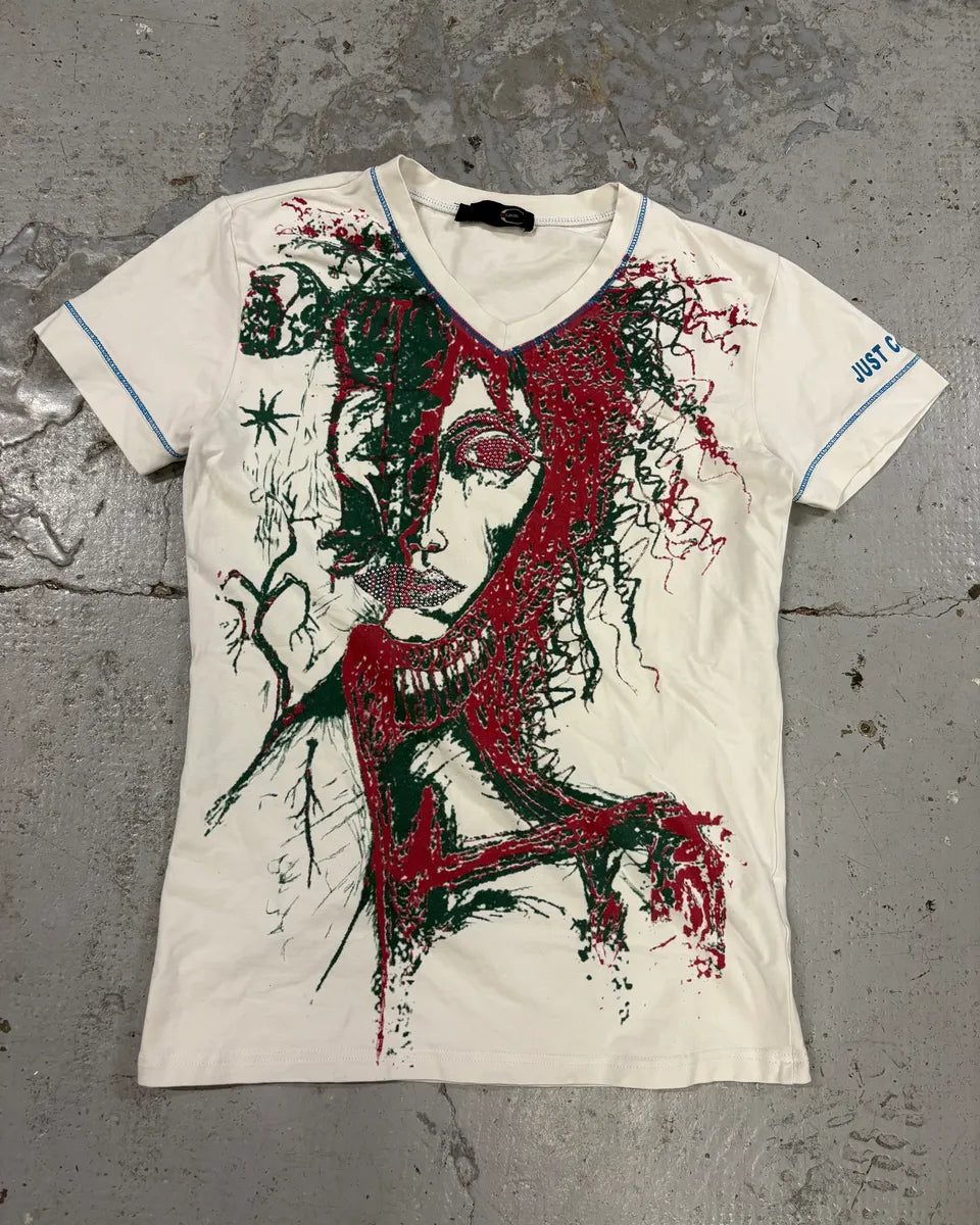 2000s Cavalli Steroid Roots White T-Shirt dOphgDl 0