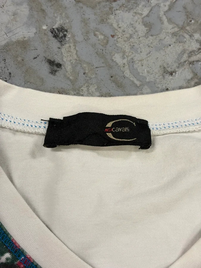 2000s Cavalli Steroid Roots White T-Shirt dOphgDl 8