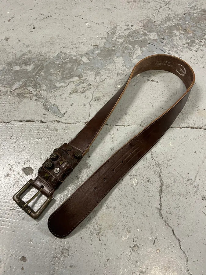 2000s Cavalli Studded Leather Brown Belt EcdOour 3