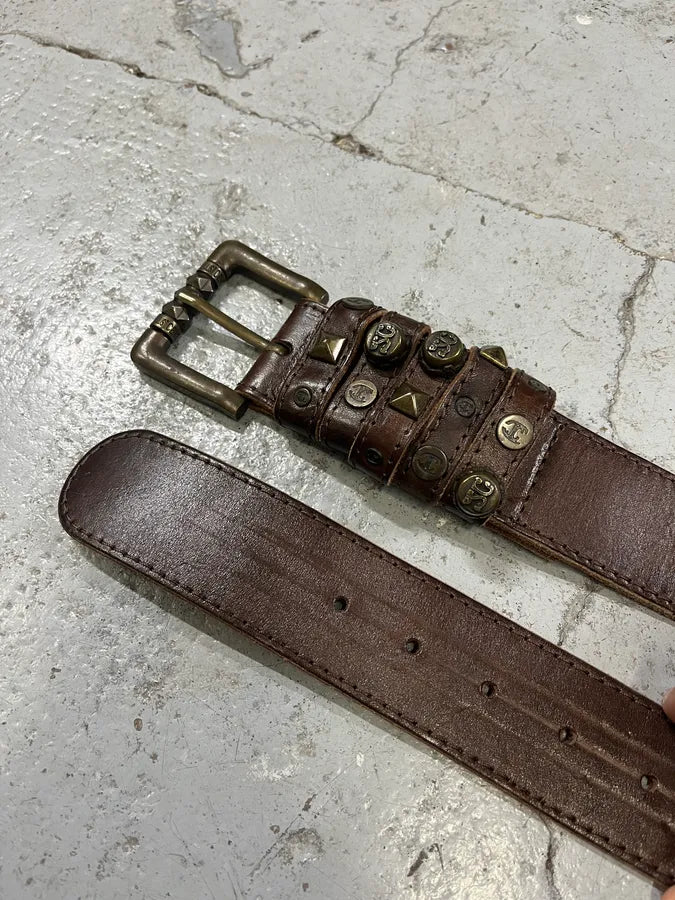 2000s Cavalli Studded Leather Brown Belt EcdOour 4