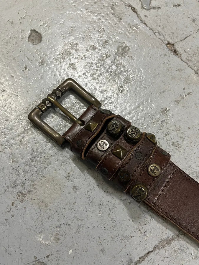 2000s Cavalli Studded Leather Brown Belt EcdOour 5