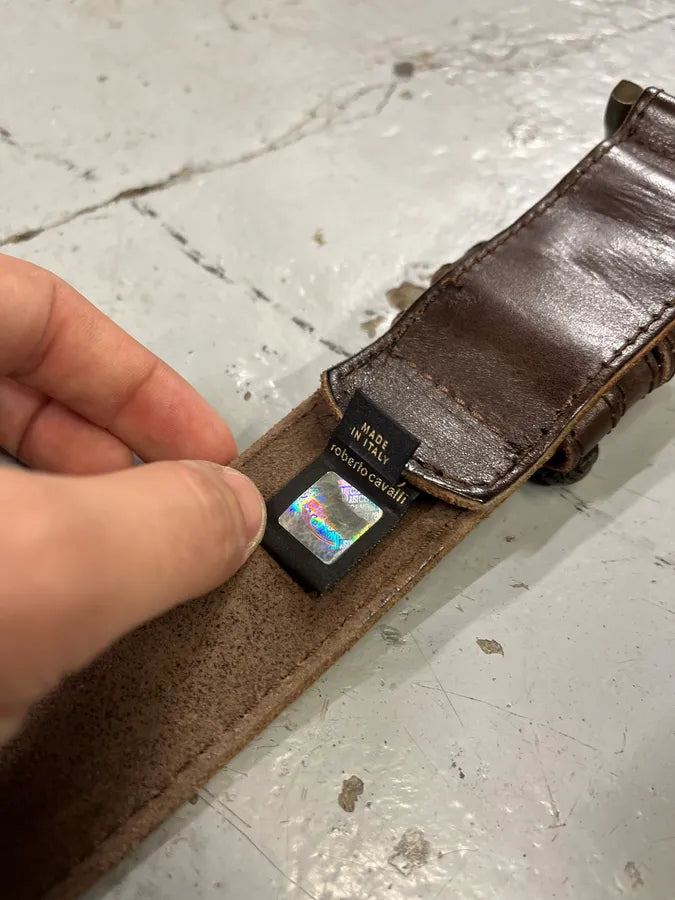 2000s Cavalli Studded Leather Brown Belt EcdOour 8