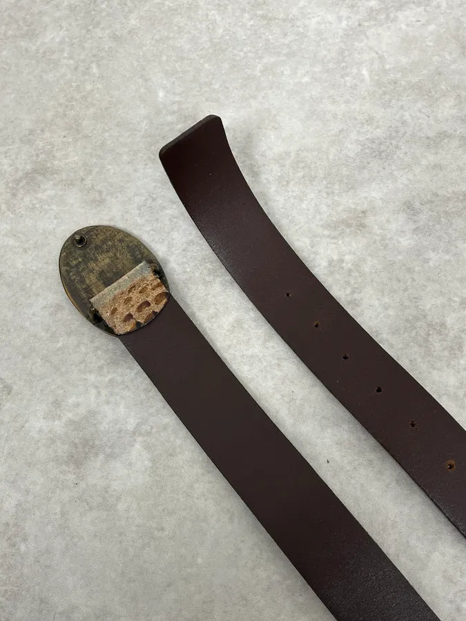 2000s Cavalli Suede Leather Crocodile Effet Belt msUeRMM 3