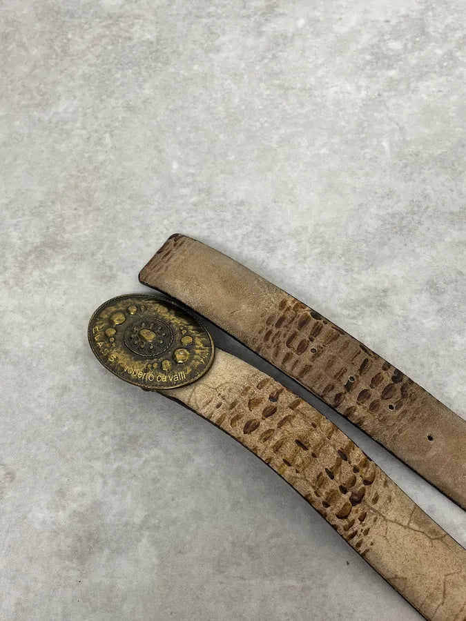 2000s Cavalli Suede Leather Crocodile Effet Belt msUeRMM 2