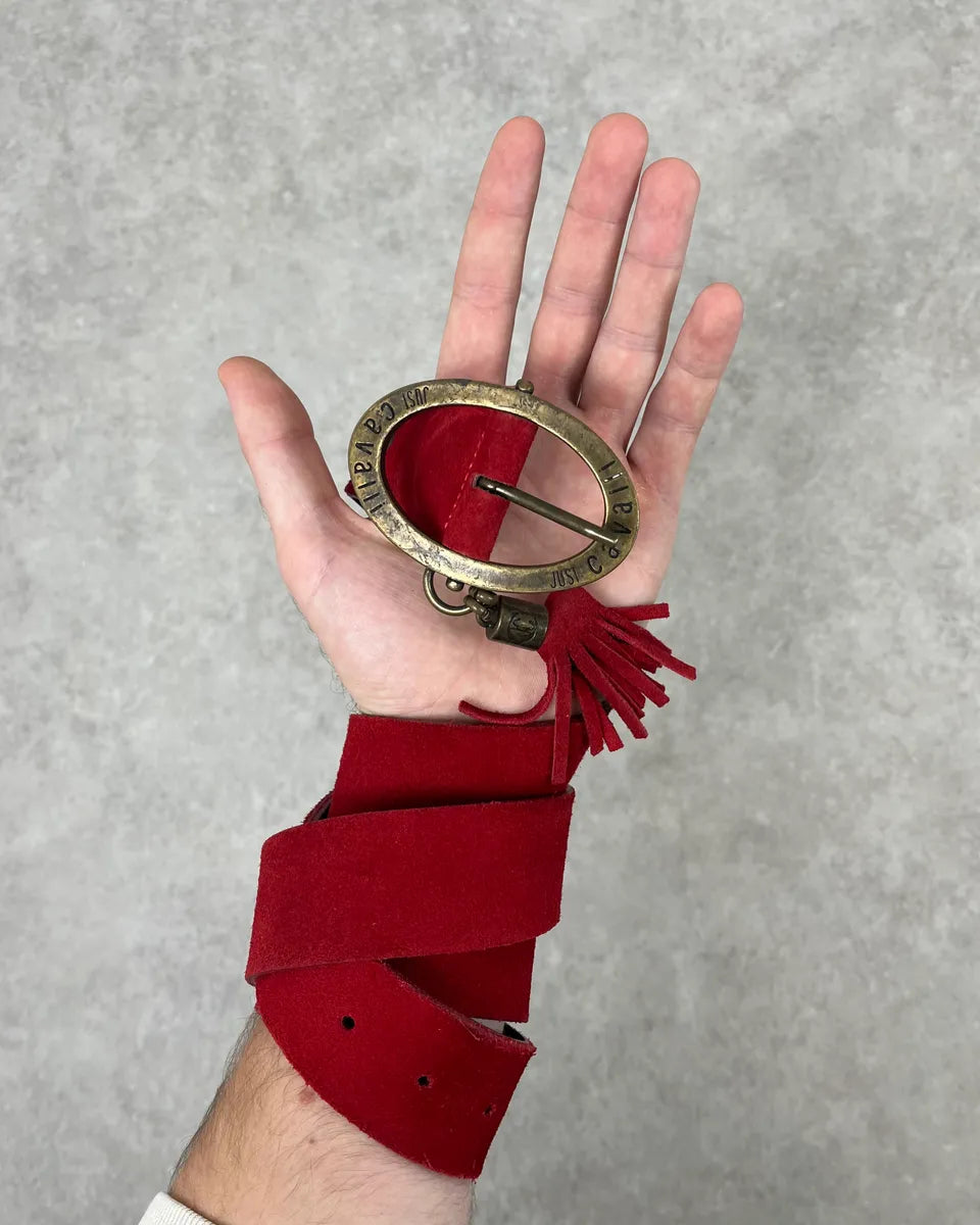 2000s Cavalli Suede Red Leather Belt kZvQOXp 1