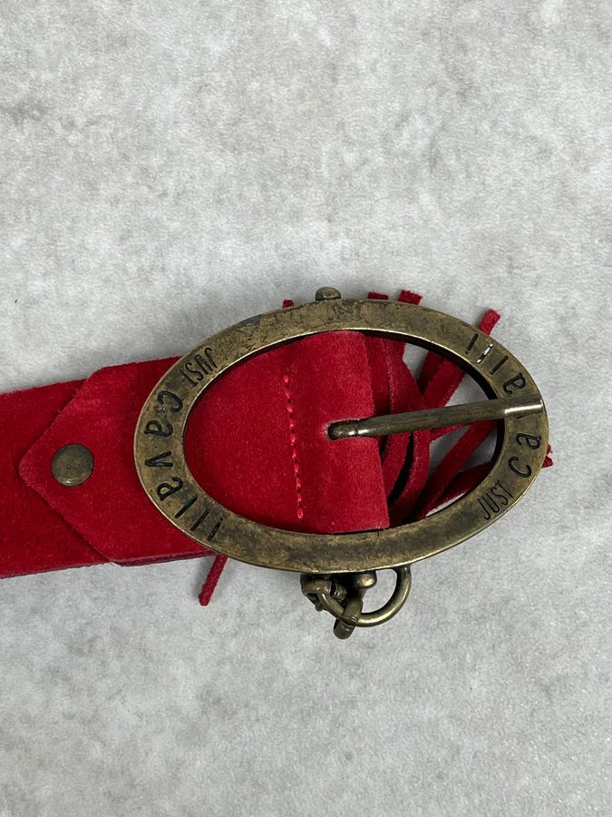 2000s Cavalli Suede Red Leather Belt kZvQOXp 2