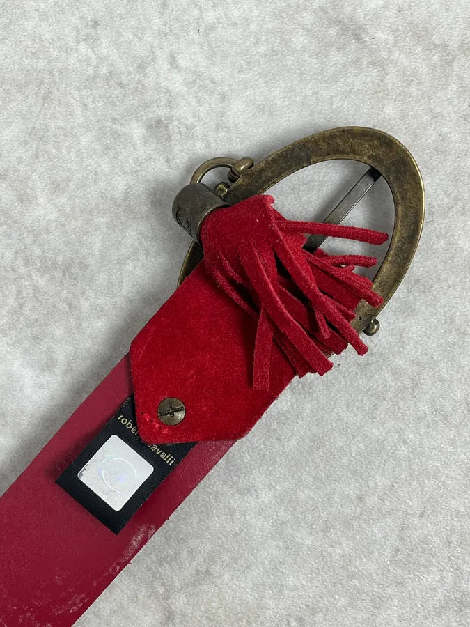 2000s Cavalli Suede Red Leather Belt kZvQOXp 5