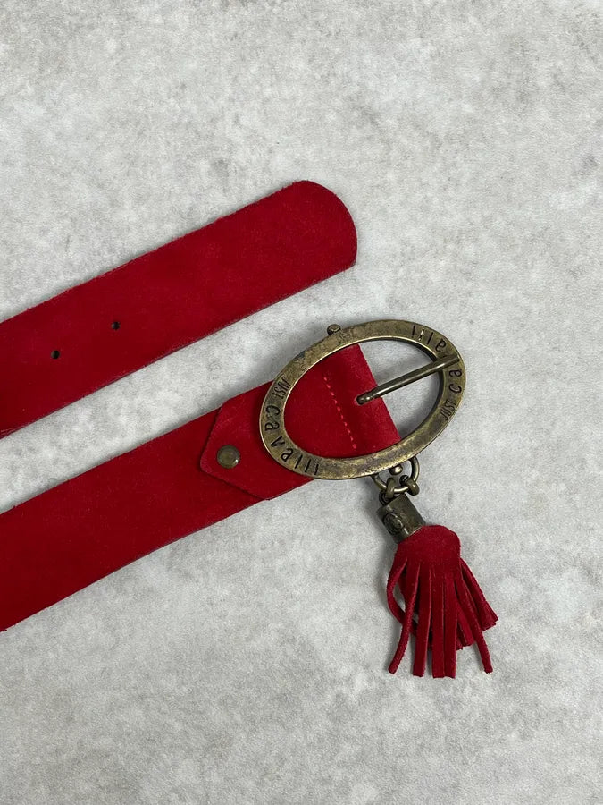 2000s Cavalli Suede Red Leather Belt kZvQOXp 6