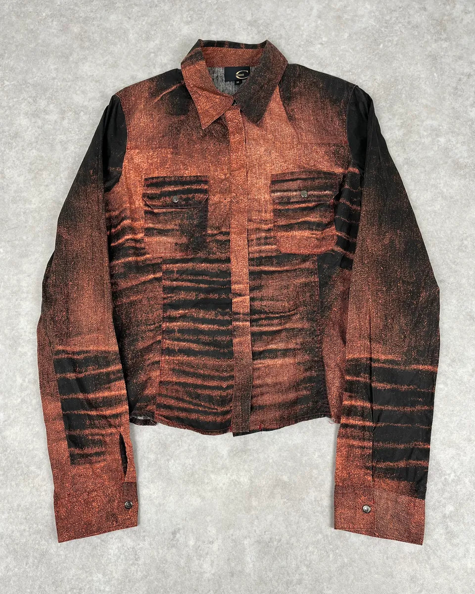 SS2004 Cavalli Sunset Copper Overprint Shirt IdEeQck 0