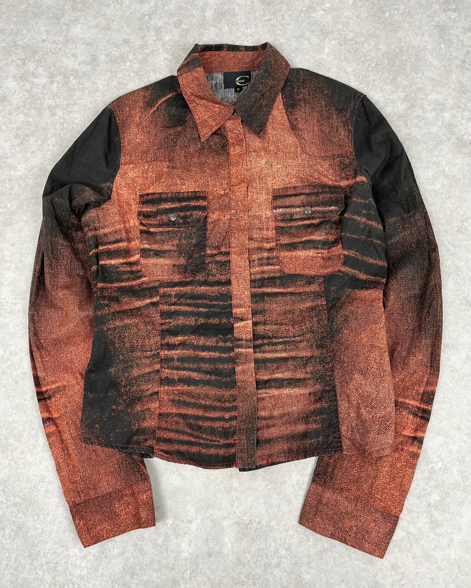 SS2004 Cavalli Sunset Copper Overprint Shirt IdEeQck 3