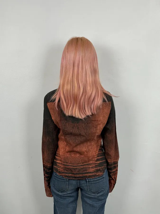 SS2004 Cavalli Sunset Copper Overprint Shirt IdEeQck 2