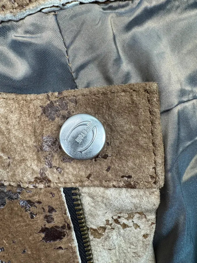 2000s Cavalli Textured Gradient Leather Brown & Beige Marble Pants XvrNBpX 11