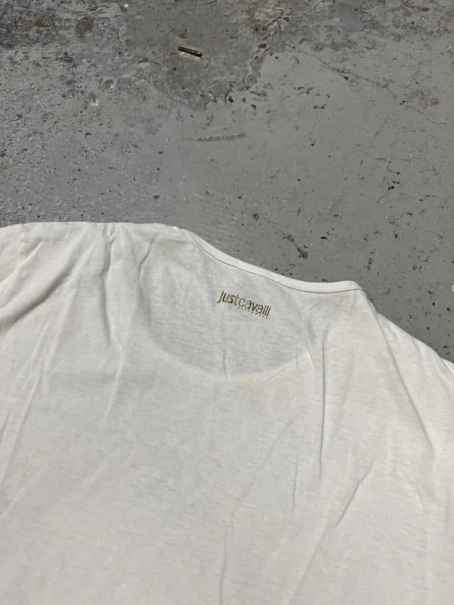 2000s Cavalli Tiger White T-Shirt tTLMluA 4