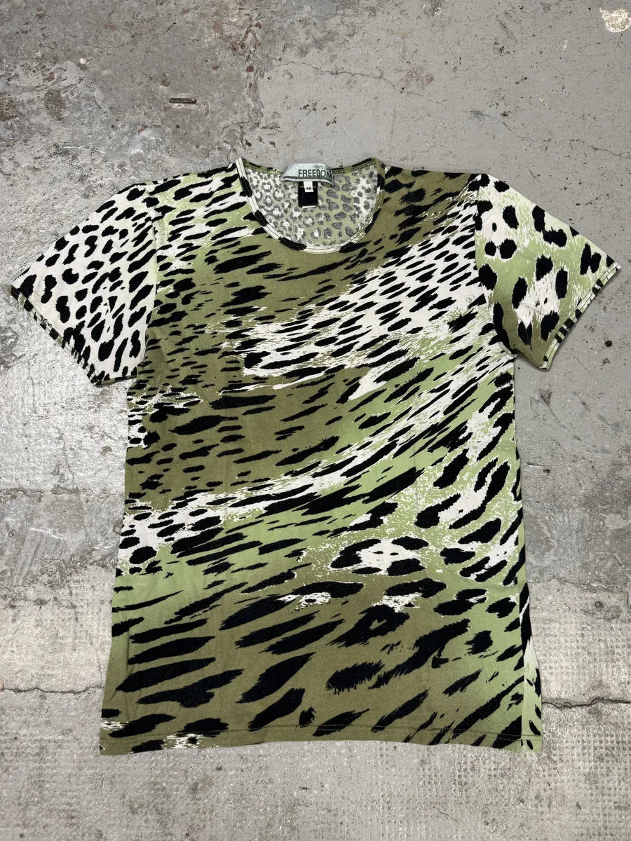 2000s Cavalli Tornado Green Cheetah T-Shirt qOXhumO 0