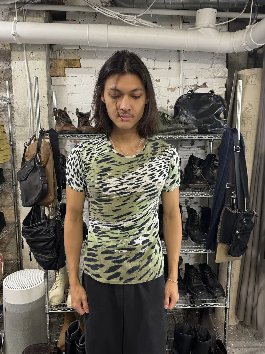 2000s Cavalli Tornado Green Cheetah T-Shirt qOXhumO 1