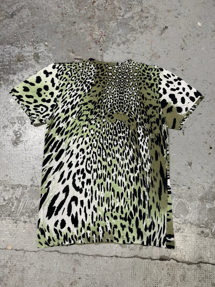 2000s Cavalli Tornado Green Cheetah T-Shirt qOXhumO 3