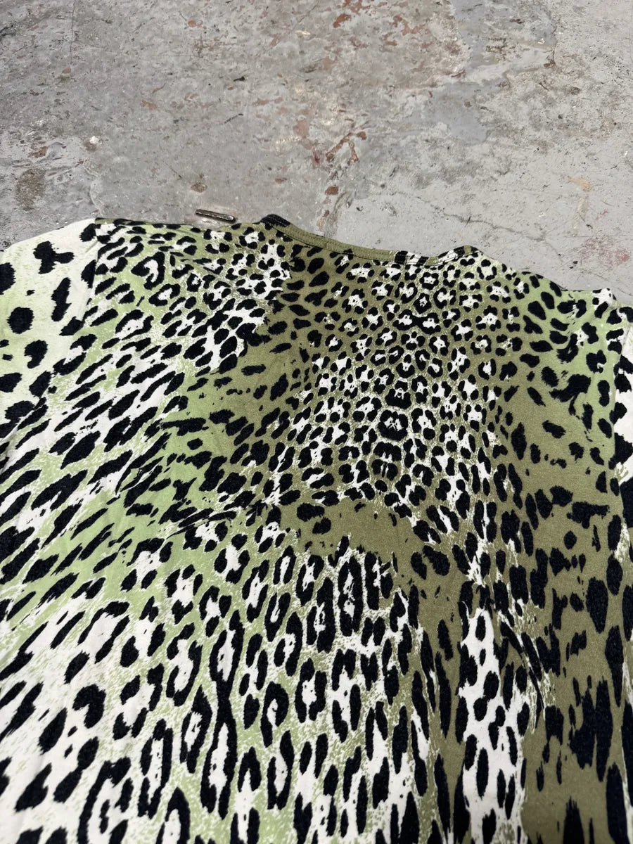 2000s Cavalli Tornado Green Cheetah T-Shirt qOXhumO 4