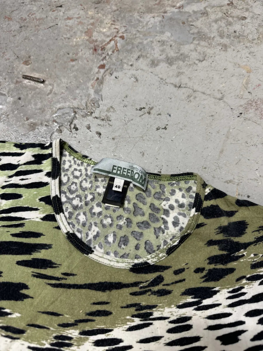 2000s Cavalli Tornado Green Cheetah T-Shirt qOXhumO 5