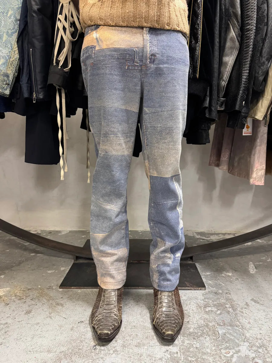 2000s Cavalli Trompe L’Œil Denim Effect Pants epqnAAH 1