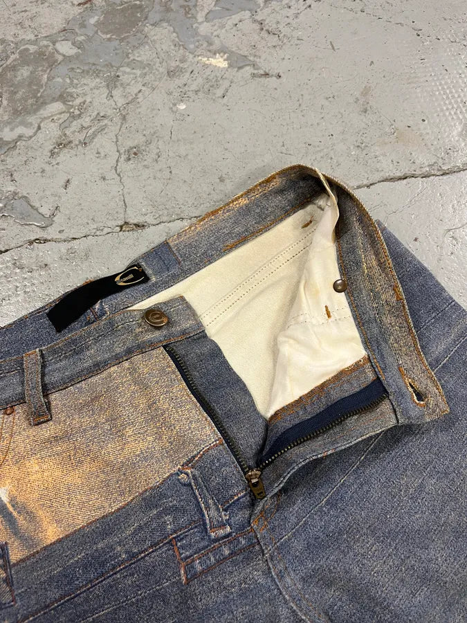 2000s Cavalli Trompe L’Œil Denim Effect Pants epqnAAH 10