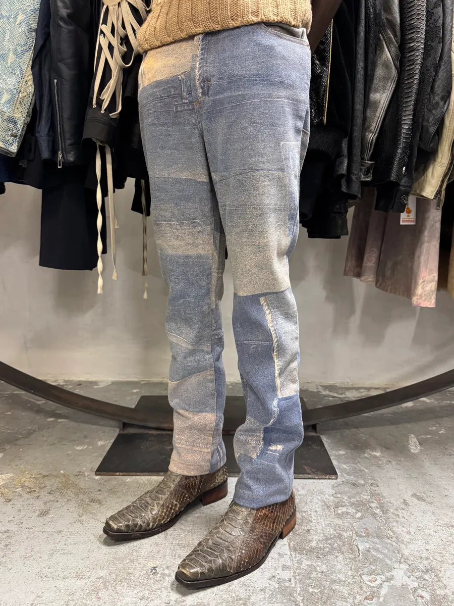 2000s Cavalli Trompe L’Œil Denim Effect Pants epqnAAH 2