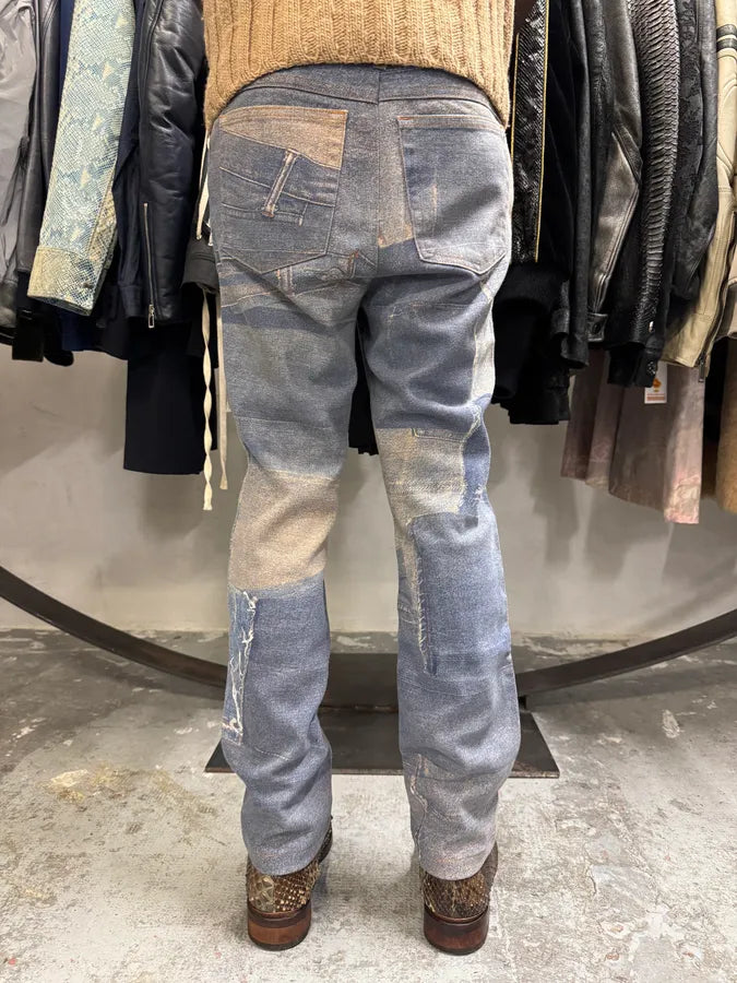 2000s Cavalli Trompe L’Œil Denim Effect Pants epqnAAH 3