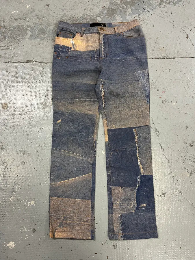2000s Cavalli Trompe L’Œil Denim Effect Pants epqnAAH 4