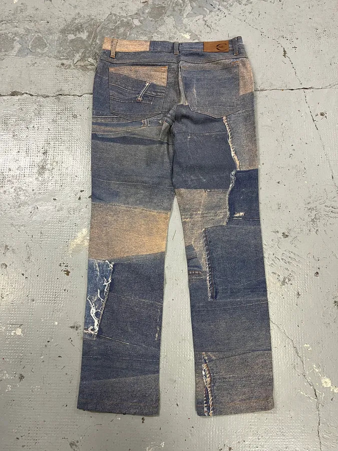2000s Cavalli Trompe L’Œil Denim Effect Pants epqnAAH 7