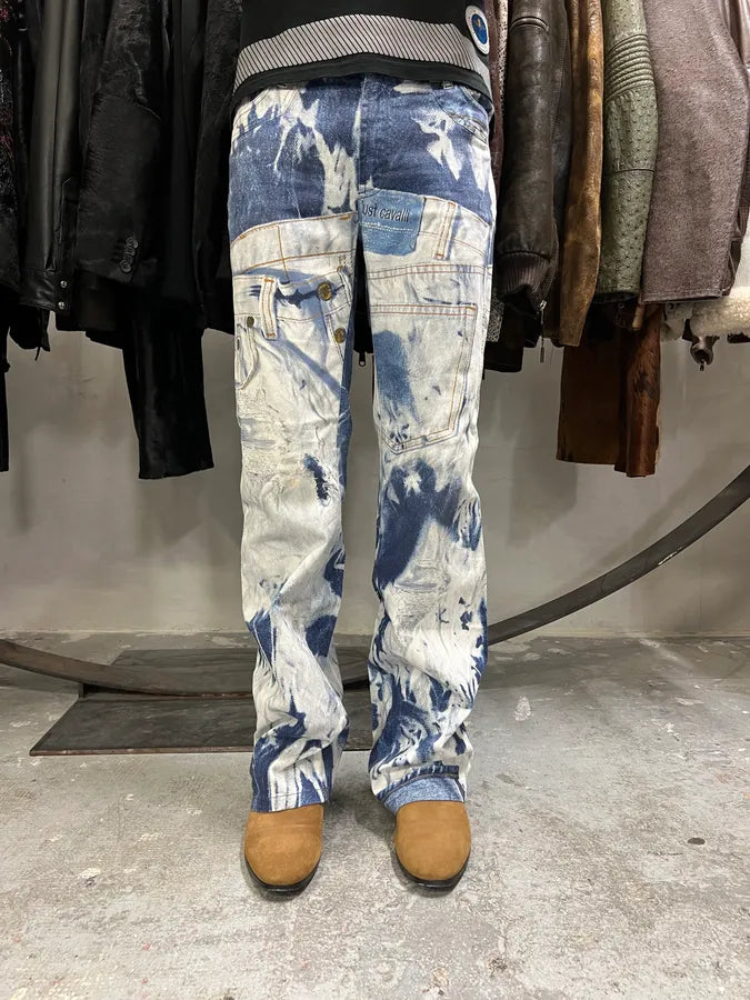2000s Cavalli Trompe L’oeil Denim Pants (S) 1
