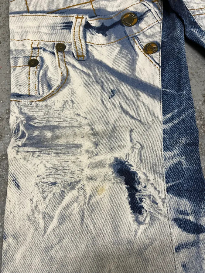 2000s Cavalli Trompe L’oeil Denim Pants (S) 5
