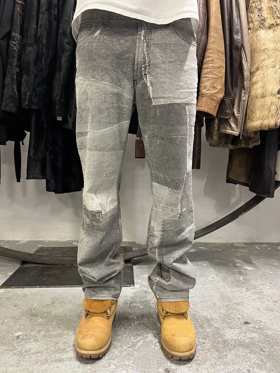 2000s Cavalli Trompe LOeil Grey Denim Pockets Pants (M) QiKBAyy 0
