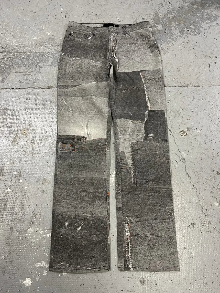 2000s Cavalli Trompe LOeil Grey Denim Pockets Pants (M) QiKBAyy 1