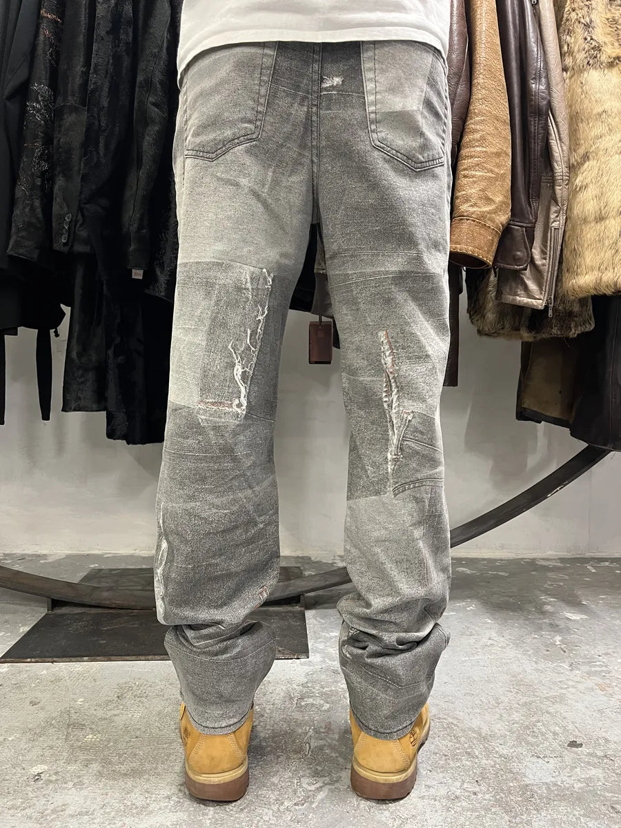 2000s Cavalli Trompe LOeil Grey Denim Pockets Pants (M) QiKBAyy 3