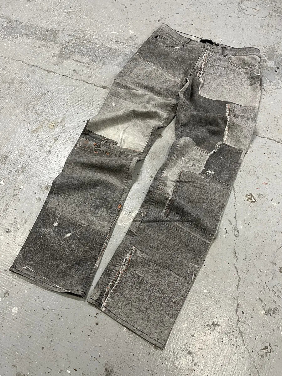 2000s Cavalli Trompe LOeil Grey Denim Pockets Pants (M) QiKBAyy 4