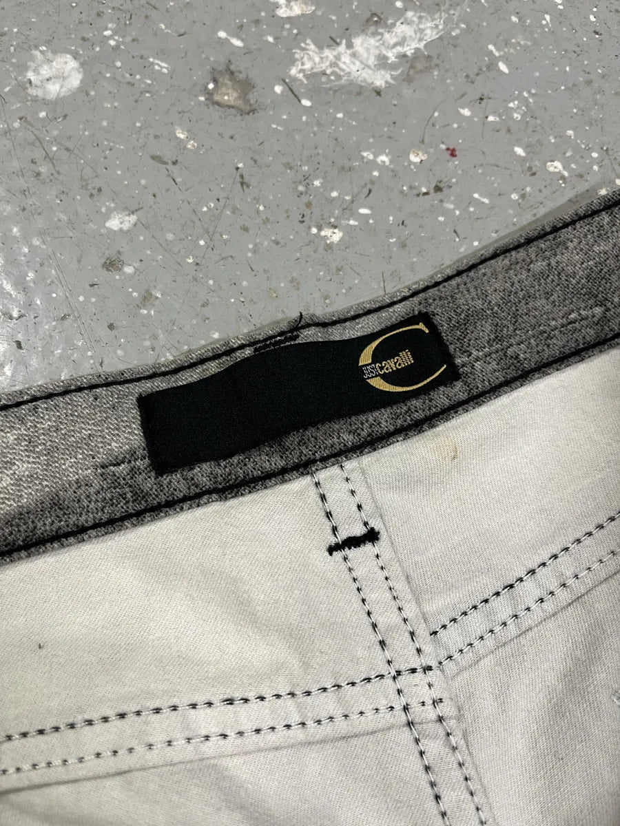 2000s Cavalli Trompe LOeil Grey Denim Pockets Pants (M) QiKBAyy 8