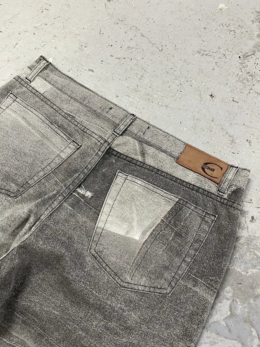 2000s Cavalli Trompe LOeil Grey Denim Pockets Pants (M) QiKBAyy 9