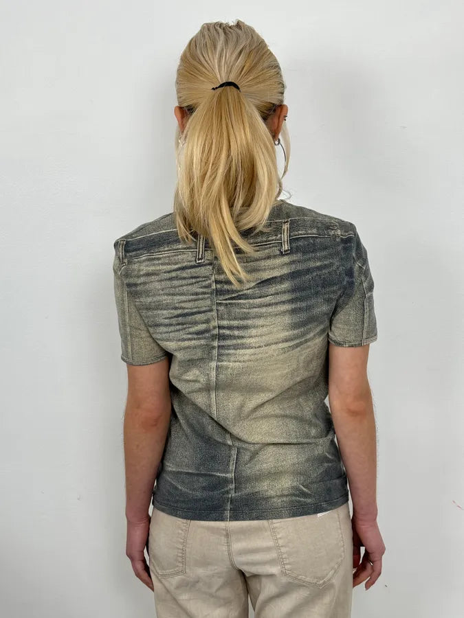 2000s Cavalli Trompe L’Oeil Grey T-Shirt ZfgHFVS 1