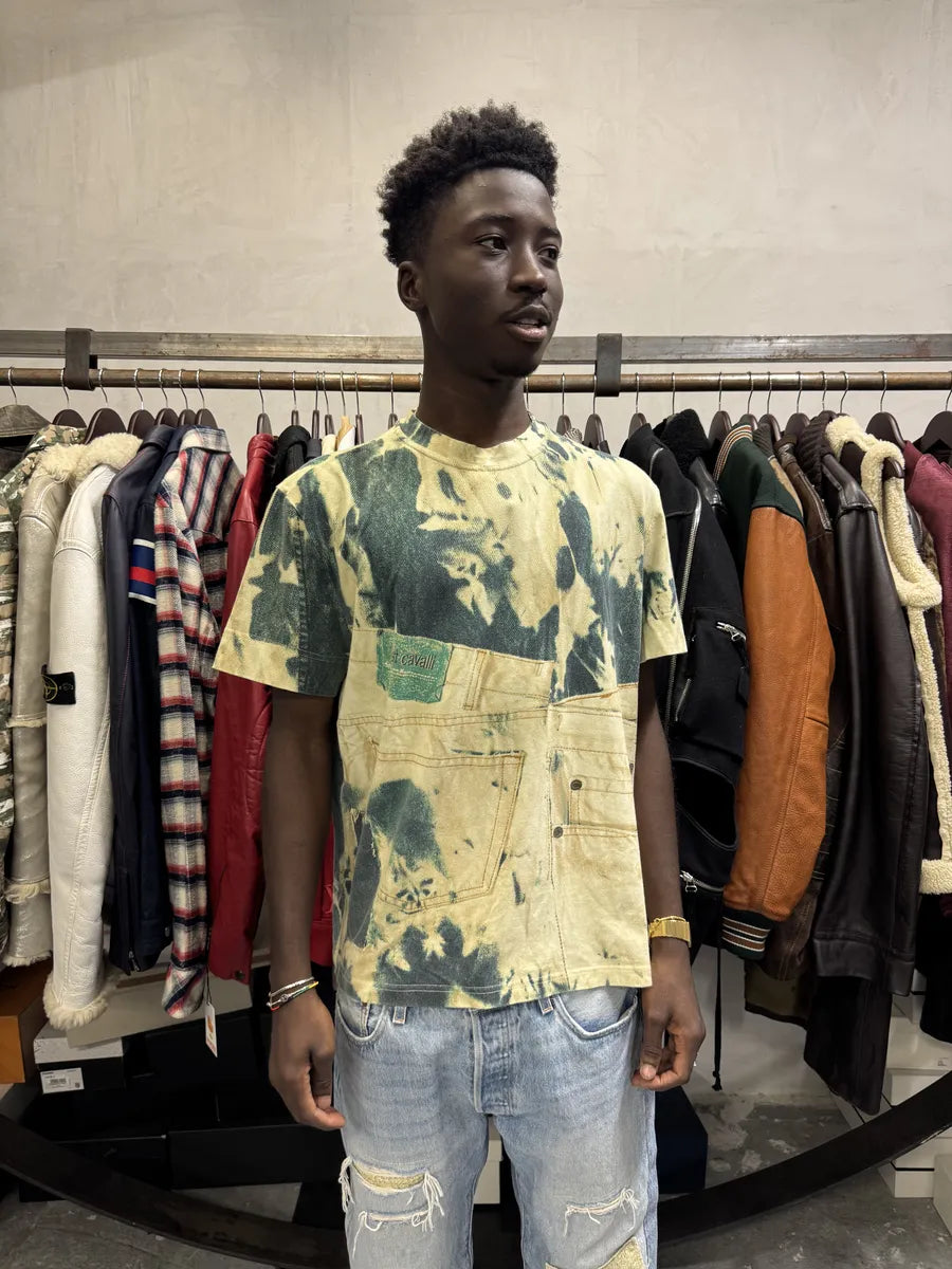 2000s Cavalli Trompe L’oeil White & Green T-Shirt NutDCUK 0