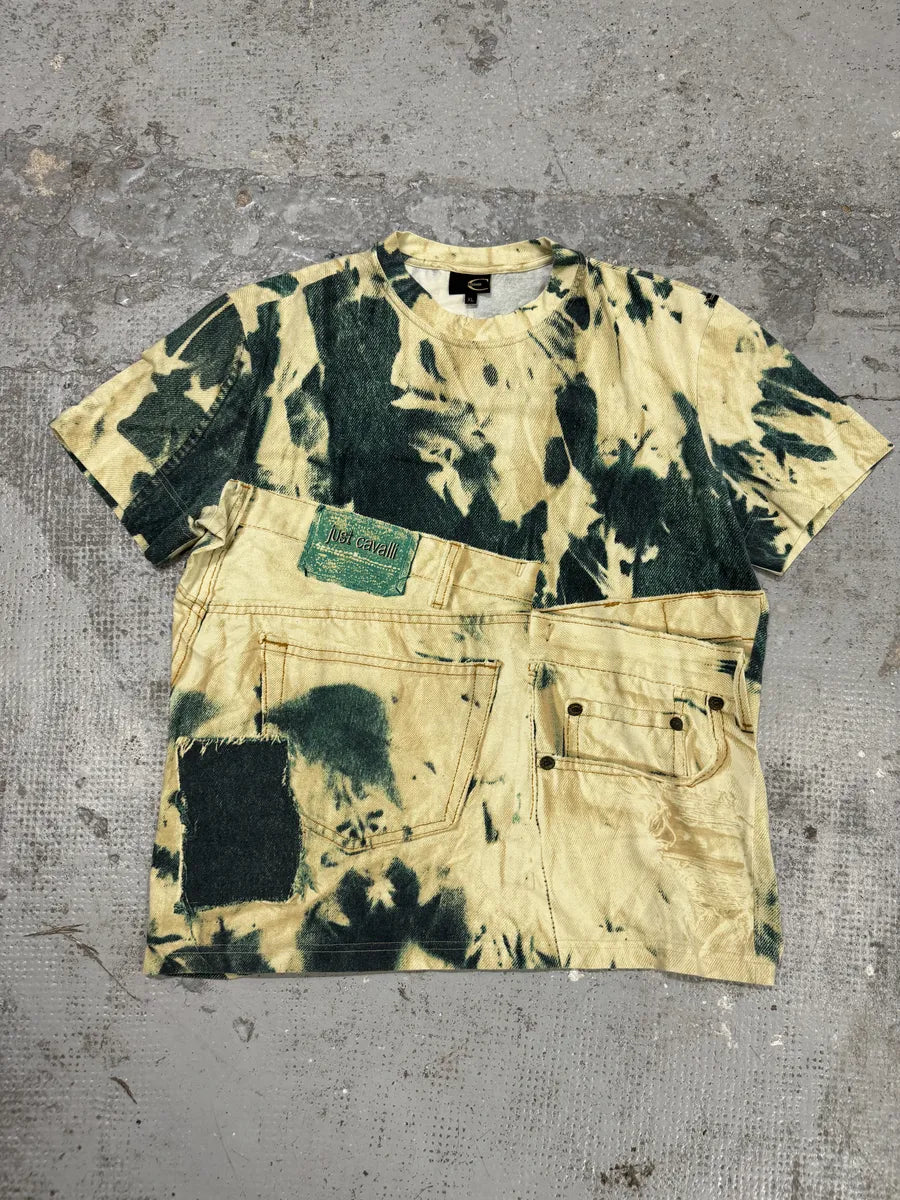 2000s Cavalli Trompe L’oeil White & Green T-Shirt NutDCUK 2