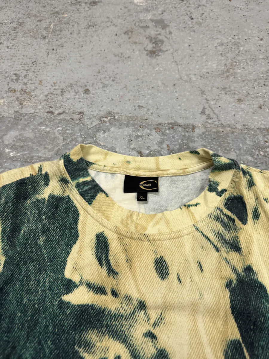 2000s Cavalli Trompe L’oeil White & Green T-Shirt NutDCUK 9