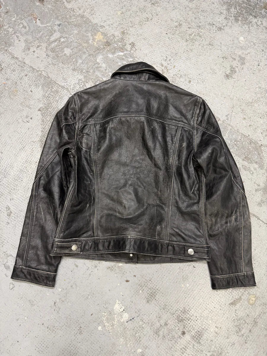 2000s Cavalli Trucker Raw Leather Jacket sDXbwCl 4