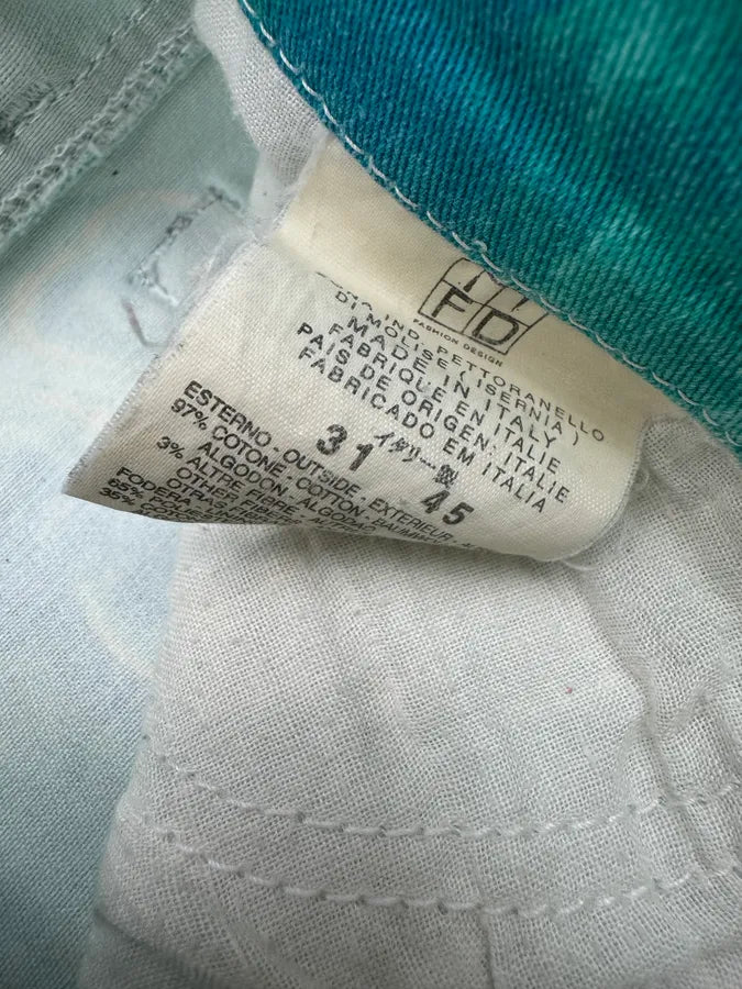 2000s Cavalli Turquoise Denim Exotic Print Pants qomypox 8