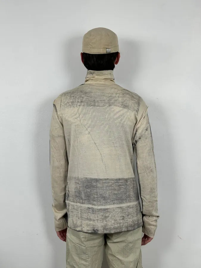2000s Cavalli Two Tone Grey & Cream Abstract Turtleneck EnZJQRC 2