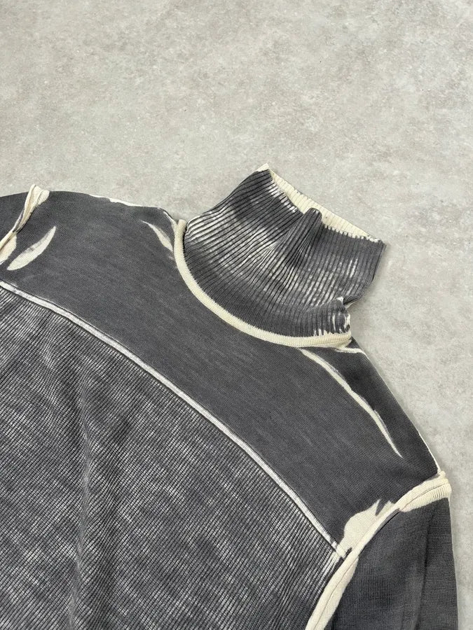 2000s Cavalli Two Tone Grey & Cream Abstract Turtleneck EnZJQRC 4