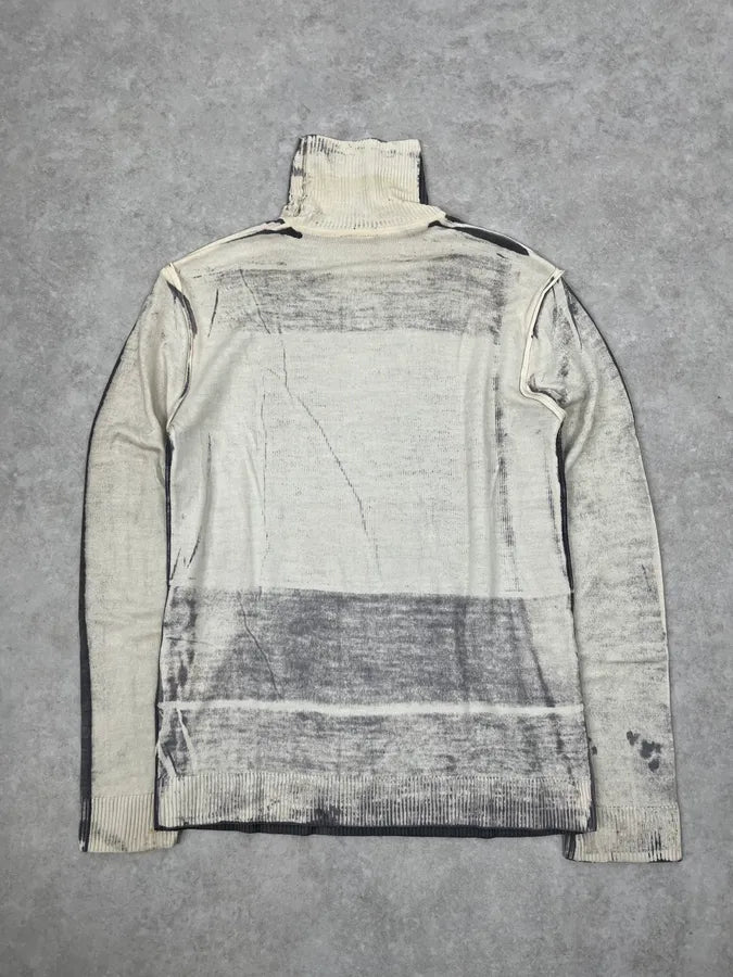 2000s Cavalli Two Tone Grey & Cream Abstract Turtleneck EnZJQRC 6