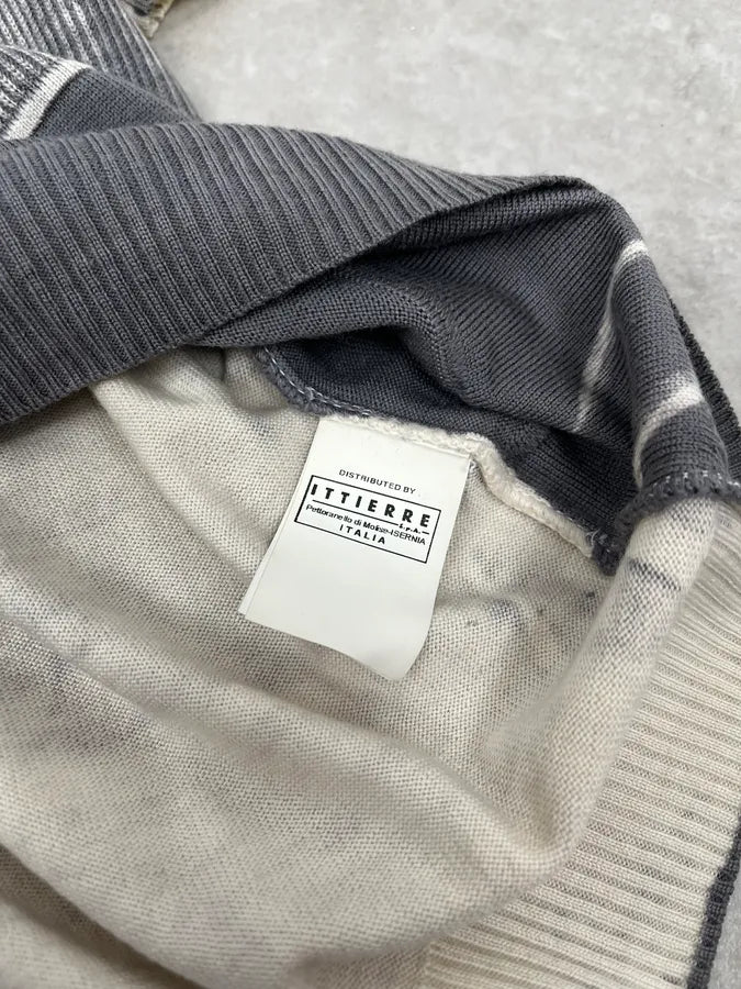 2000s Cavalli Two Tone Grey & Cream Abstract Turtleneck EnZJQRC 8