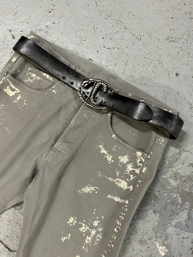 2000s Cavalli Two Tones Black & Silver Leather Belt HhanIdJ 0