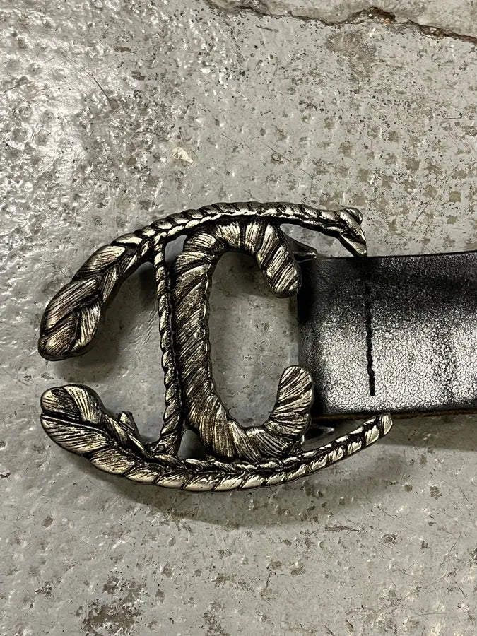 2000s Cavalli Two Tones Black & Silver Leather Belt HhanIdJ 3