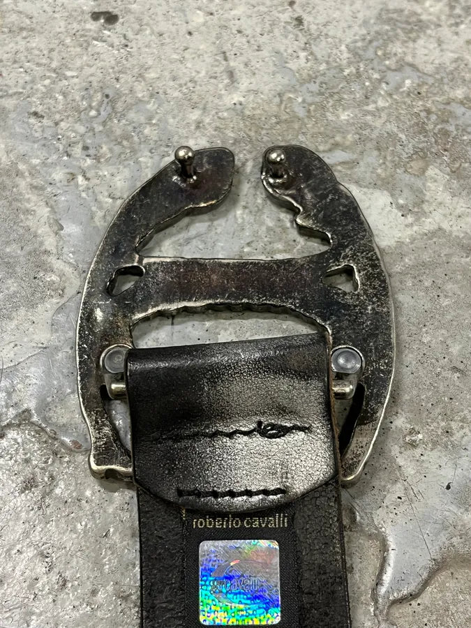 2000s Cavalli Two Tones Black & Silver Leather Belt HhanIdJ 6